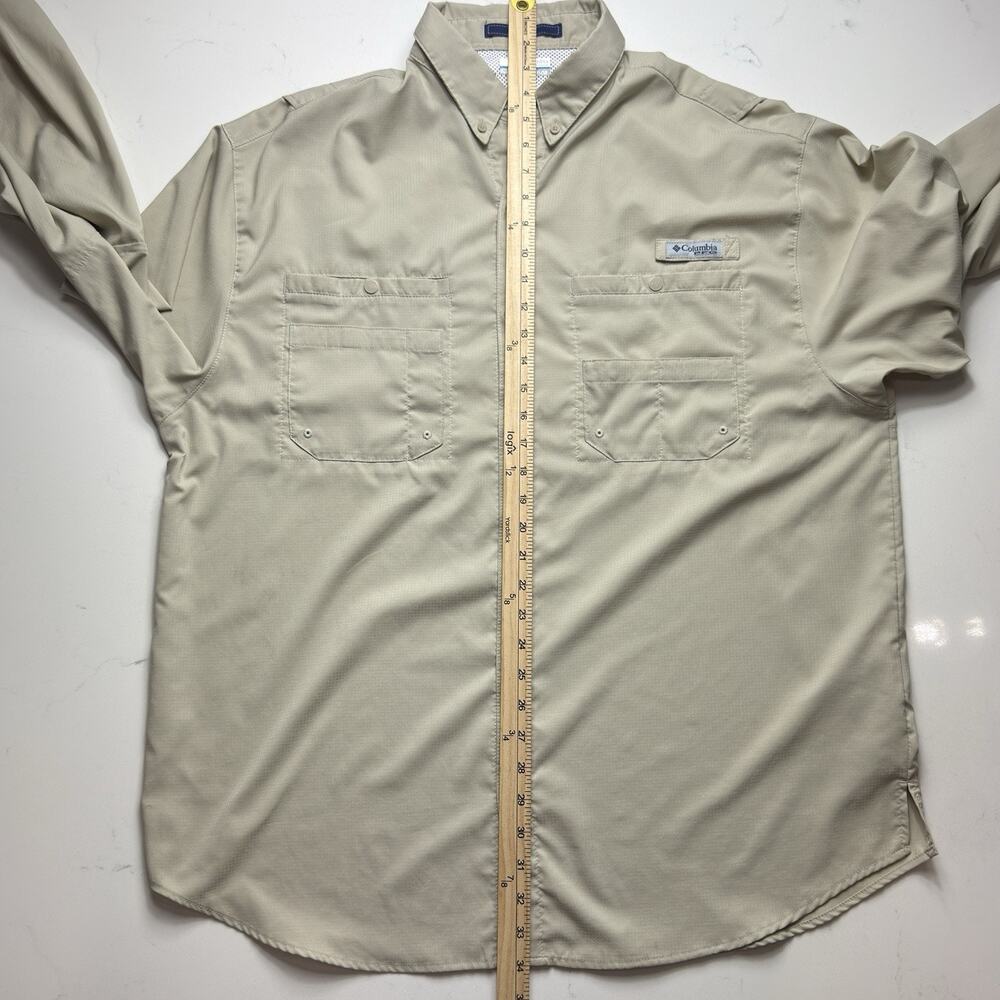 Columbia PFG Men's XL Tamiami II Long Sleeve Fishing Shirt - Fossil / Khaki - Picture 15 of 15